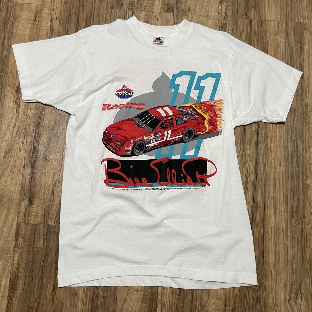 Bill Elliot Men’s Large White Single Stitch NASCAR Racing 11 Amoco 1992 Graphic